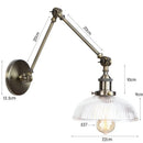 Axyaa Glass Arm Wall Lamp Retro Reading Light Black Gold Industrial Led Wall Fixture