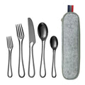 Axyaa Stainless Steel Portable Travel Dinnerware Set with Straw Pouch and Cutlery