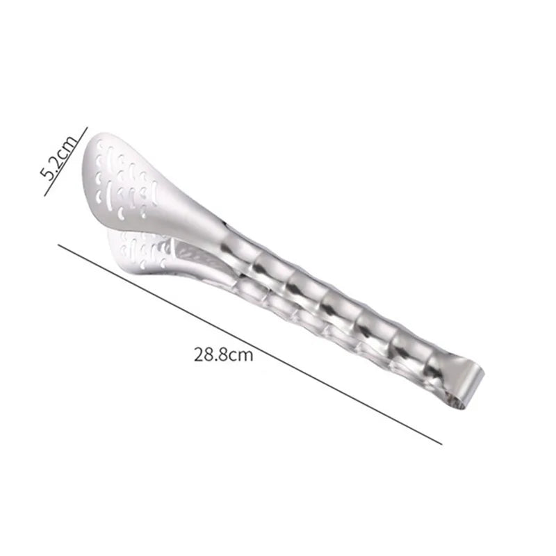 Axyaa Stainless Steel Food Tongs: Multifunctional Hollow Out Grill Clip for Home Kitchen
