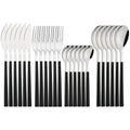 Axyaa 24Pcs Stainless Steel Cutlery Set with Imitation Wood Handle