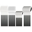 Axyaa 24Pcs Stainless Steel Cutlery Set with Imitation Wood Handle