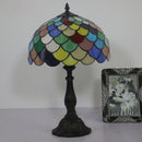 Axyaa Retro Mediterranean Stained Glass Table Lamp LED for Home Decor