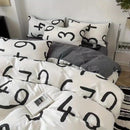 Axyaa Korean Style Stripe Grid Bedding Set Twin Queen Full Size Bed Linen