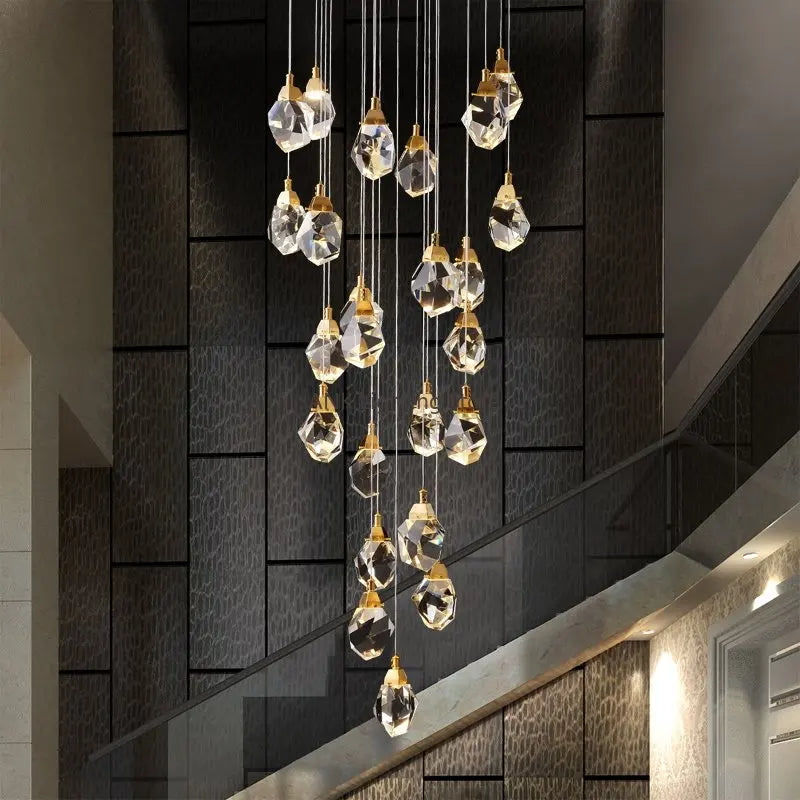 Axyaa Crystal Chandelier Pendant Lights for Luxury Villa, Home Decoration, LED Lamps