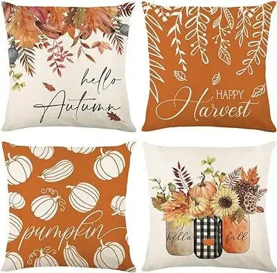 Axyaa Buffalo Check Print Linen Pillow Cover 45x45 for Fall Thanksgiving Decor