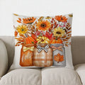 Axyaa Spotted Pumpkins & Autumn Leaves Pillow Cover for Sofa, Bedroom, Car
