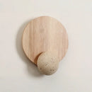 Axyaa LED Pull Chain Wall Light: Yellow Cave Stone Wood Wabi Sabi Design