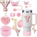 Axyaa Cup Accessories Set for 30oz 40oz Stanley Cup - Silicone Boot, Handle Charm, Initials Sticker