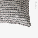 Axyaa Simple Modern Jacquard Stitched Square Pillow in Silver and Black Markings