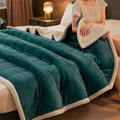 Axyaa Coral Fleece Velvet Throw Blanket, Soft & Cozy Three-Layer Quilt for Bed & Sofa