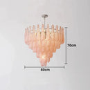 Axyaa Glass Leaf Chandelier for Kitchen Island and Dining Room, French Style Glass Shade