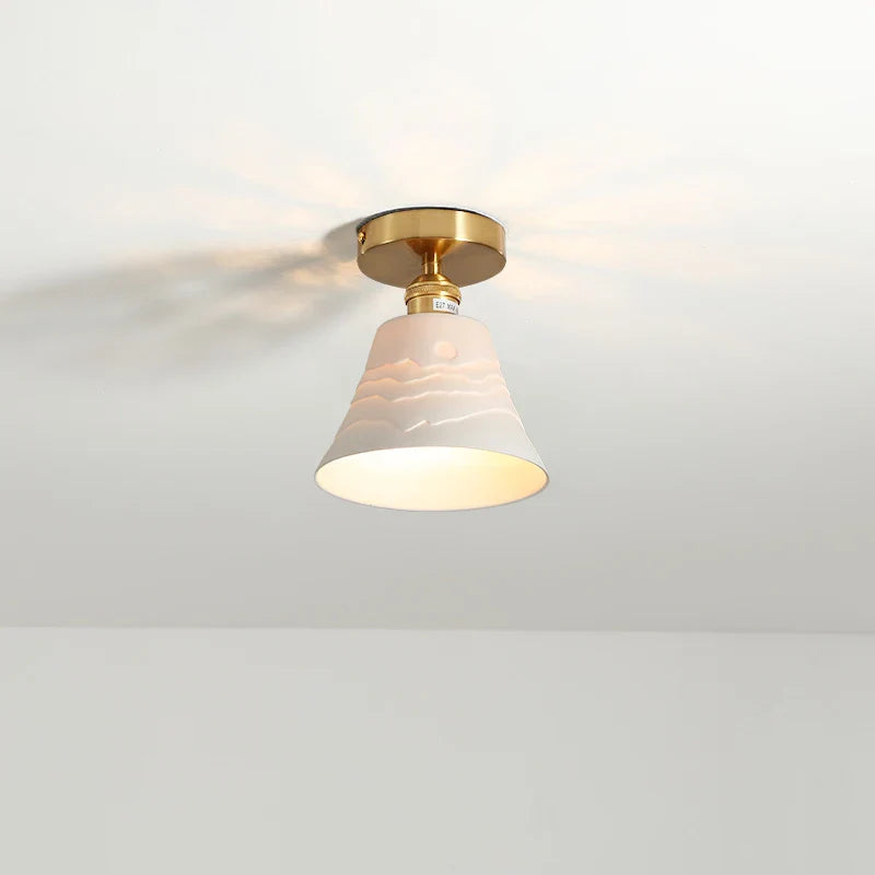 Axyaa Modern Ceramic LED Ceiling Lamp White for Porch & Balcony