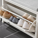 Axyaa Flip-Drawer Shoe Bench with Seat Cushion: Compact Entryway & Hallway Storage