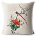 Axyaa Vintage Floral Bird Linen Cushion Cover - 45*45cm