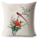 Axyaa Vintage Floral Bird Linen Cushion Cover - 45*45cm