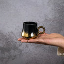 Axyaa Camel Espresso Cups Set - 110ml Ceramic Coffee Cups and Plates