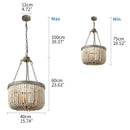 Axyaa Nordic Wooden Bead LED Chandelier, Retro Attic E27 Pendant Lamp