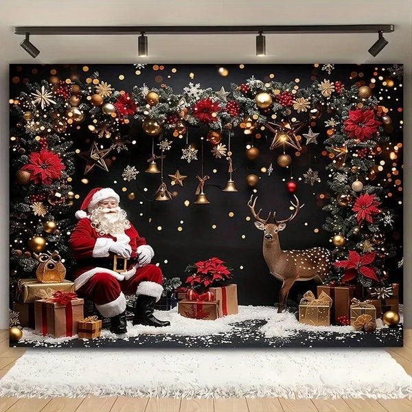 Axyaa Christmas Day Decoration Cloth: Santa Claus, Reindeer, Gift, Hanging, Living Room