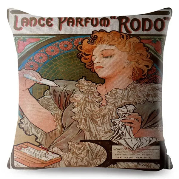 Beige Art Nouveau Gallery Cushion Cover for Home Decor - Axyaa