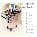 Axyaa 3-in-1 Rolling Makeup Case with Large Capacity and Lockable Wheels