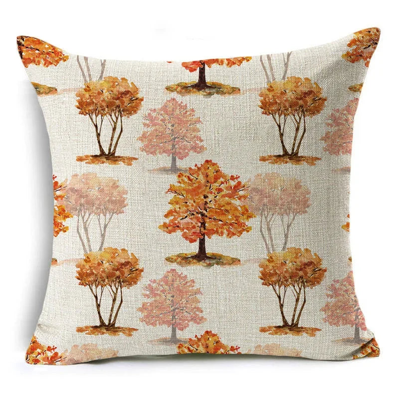 Axyaa Autumn Print Style Thanksgiving Pillow Case - Decorative Plant Cushion Cover