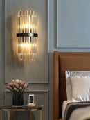 Axyaa Modern Stainless Steel Crystal LED Wall Sconce, Black Gold Wall Light