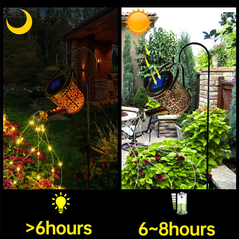 Axya Solar Watering Can LED Hanging Waterfall Light for Outdoor Garden