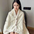 Axyaa Thermal Shawl Blanket: Thick Coral Fleece, Multi-functional, Cozy Lamb Fleece Blanket