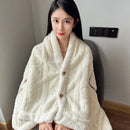 Axyaa Thermal Shawl Blanket: Thick Coral Fleece, Multi-functional, Cozy Lamb Fleece Blanket
