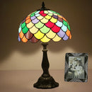 Axyaa Retro Mediterranean Stained Glass Table Lamp LED for Home Decor
