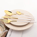 Axyaa Black Gold Mirror Stainless Steel Cutlery Set Dinnerware Flatware Knife Spoon Fork