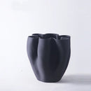 Axyaa Open Fold Edge Ceramic Vase, Abstract Porcelain Flower Pot, Home Decor Crafting