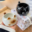 Axyaa Cat Design Ceramic Coffee Cup for Girls - Cute & Creative Water Cup