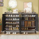 Axyaa Grey 5-Tier Shoe Storage Cabinet for Entryway, 25 Pairs Wooden Shoe Rack