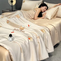 Axyaa Washed Ice Silk Summer Quilt Set - 4 Piece Cool Air Conditioner Bedding