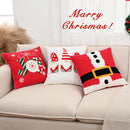 Axyaa Red Canvas Christmas Pillow Cover with Elk & Snowflake Embroidery