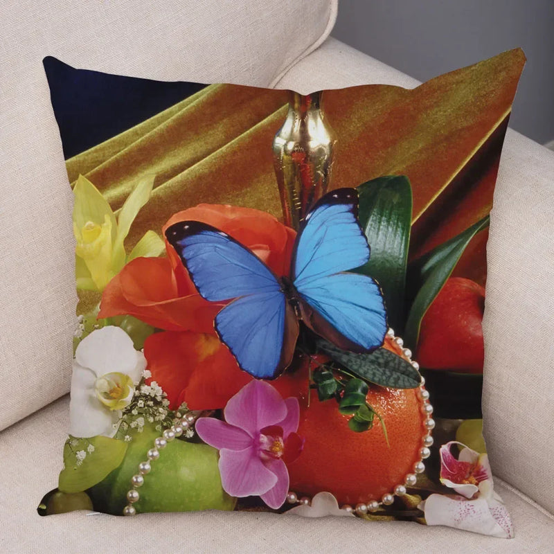 Axyaa Butterfly Flower Pillow Cover 45*45cm for Home Sofa Decor