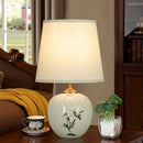 Axyaa White Ceramic Chinese Table Lamps - Modern LED Dimming Desk Light