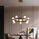 Axyaa Modern Walnut Chandelier LED Pendant Light for Home Décor