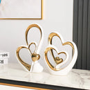 Axyaa Gold Ceramic Ornaments for Stylish Home Decor - Set of 2