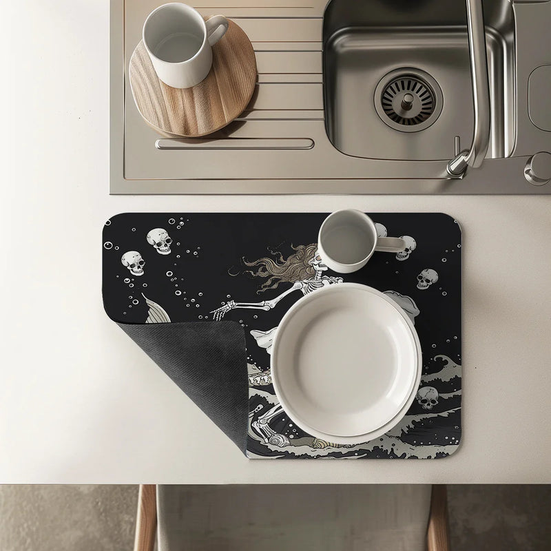 Axyaa Halloween Kitchen Draining Mat, Absorbent & Quick Dry for Coffee & Dishes