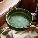 Axyaa Coarse Pottery Double Ear Plate: Aesthetic & Practical Crayfish Plate, Household Deep Plate