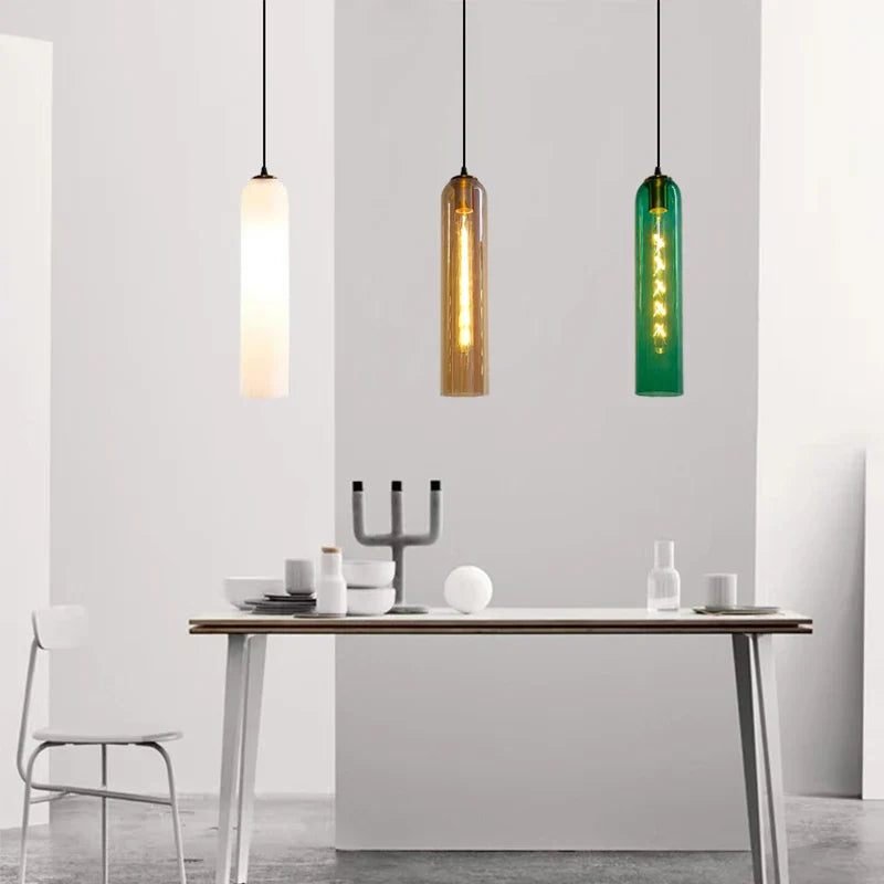 Axya Green Glass Nordic Pendant Light E27 Hanging Fixture for Living and Bedroom