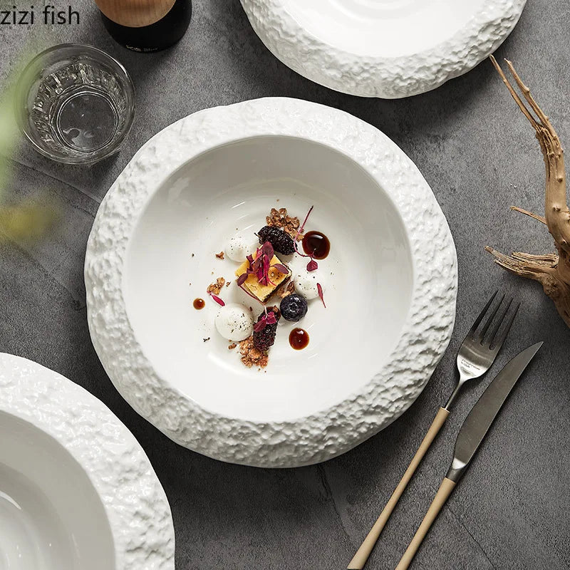 Axya Ceramic Dinner Plate Set - Solid Color Tableware for Restaurant and Home