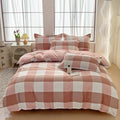 Axyaa Blue & White Grid 4-Piece Bed Sheet Set, Thickened Material