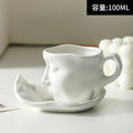 Axyaa Silver Ceramic Kissing Couple Coffee Cup Abstract Art Figure Office Mug