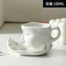 Axyaa Silver Ceramic Kissing Couple Coffee Cup Abstract Art Figure Office Mug