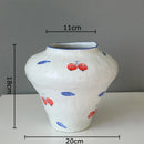 Cherry Pattern White Porcelain Vase Axyaa Classical Plant Pot Floral Room Decor