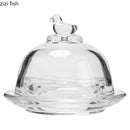 Axyaa Bird Glass Dessert Plate with Lid - Specialty Tableware for Cake, Cookies, Snacks