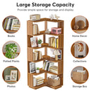 Axyaa 6 Tier Industrial Corner Bookshelf, 64.96" Tall Wood Grain Shelf with Anti-Drop Panel